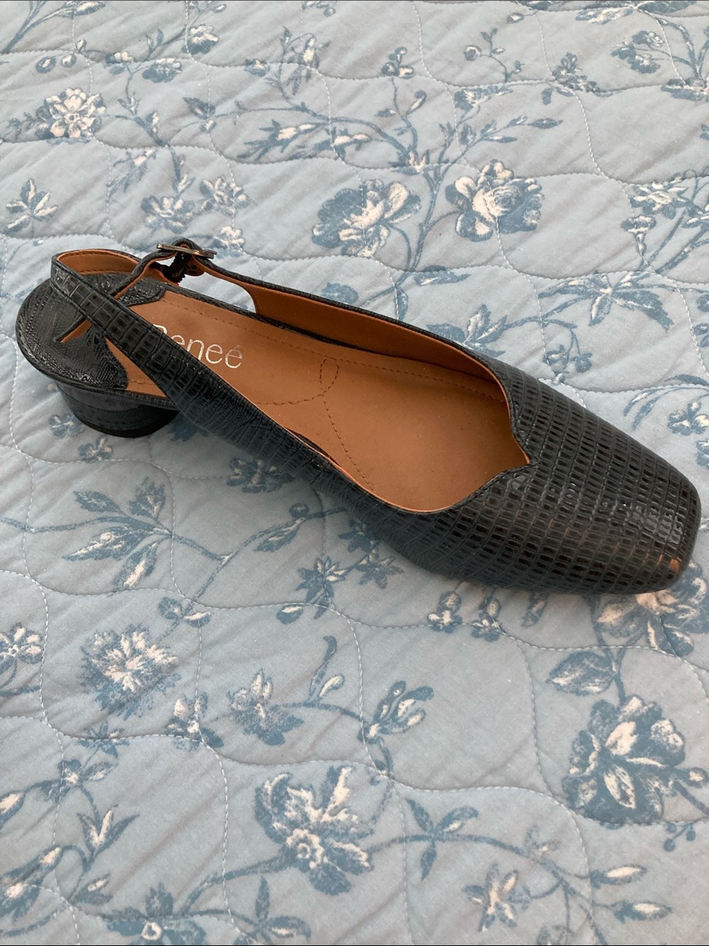J.Reneé Black Croc-Embossed Slingback Flats - Picture 2 of 6